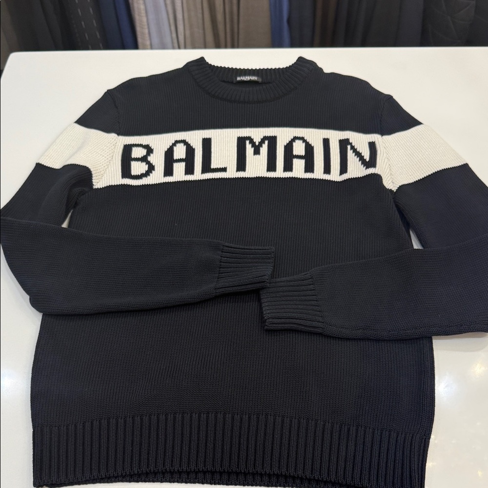 Balmain Men's Sweater in Black and White